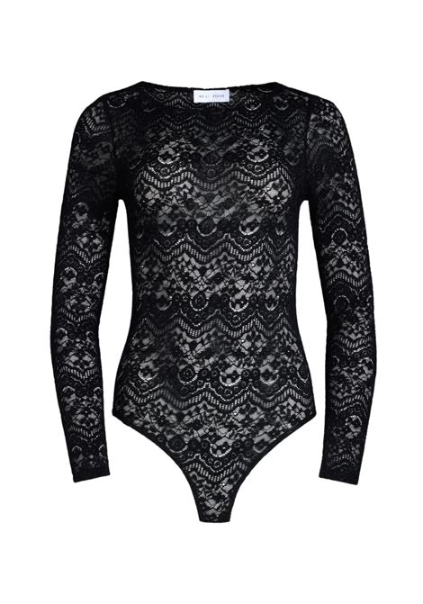 Body in Pizzo Nero con Girocollo Stretch - Weili Zheng WEILI ZHENG | Body | F25BS01B201